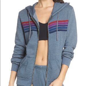 Aviator Nation 5 STRIPE HOODIE- Slate/Purple